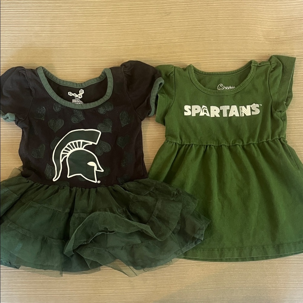 Spartans Black and Green Baby Dress